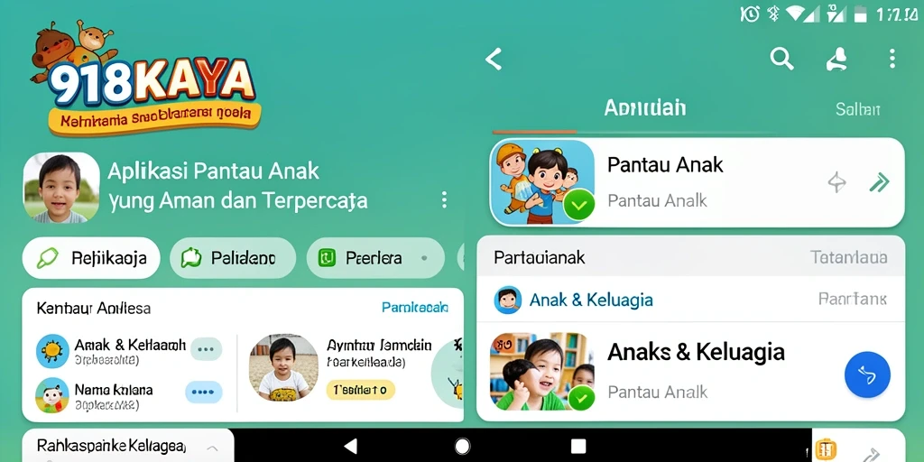 Tampilan antarmuka utama aplikasi Pantau Anak 918KAYA yang menarik dan fungsional.