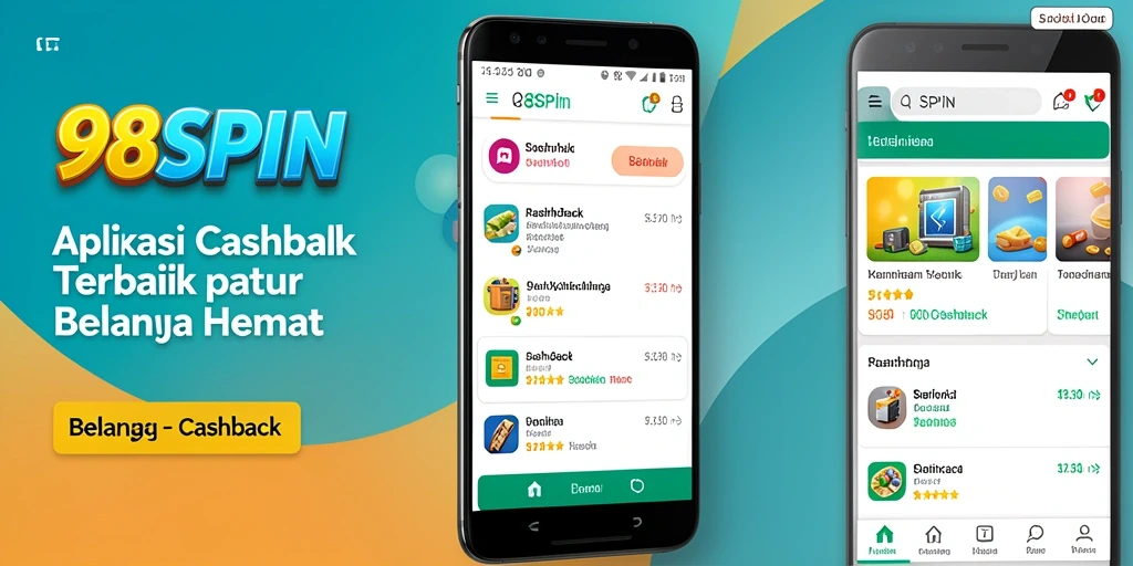 Tampilan antarmuka aplikasi 98SPIN dengan fitur Cashback yang menarik.