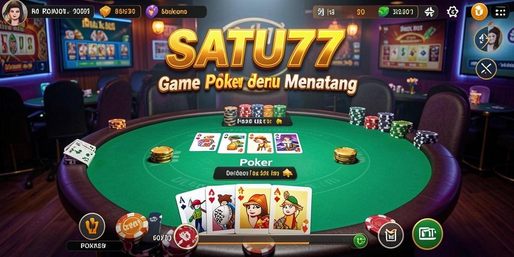 Tampilan antarmuka SATU77 yang menarik untuk game Poker.
