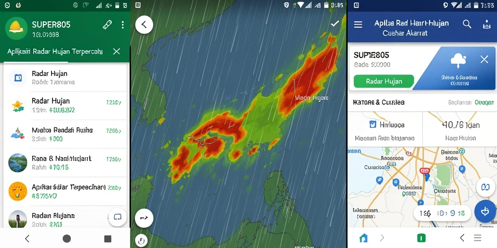 Antarmuka SUPER805 menampilkan data hujan secara jelas dan informatif.